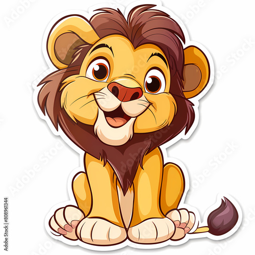 Cute lion cartoon on a White Canvas Sticker vector image