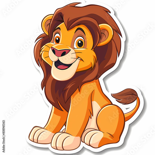 Cute lion cartoon on a White Canvas Sticker vector image