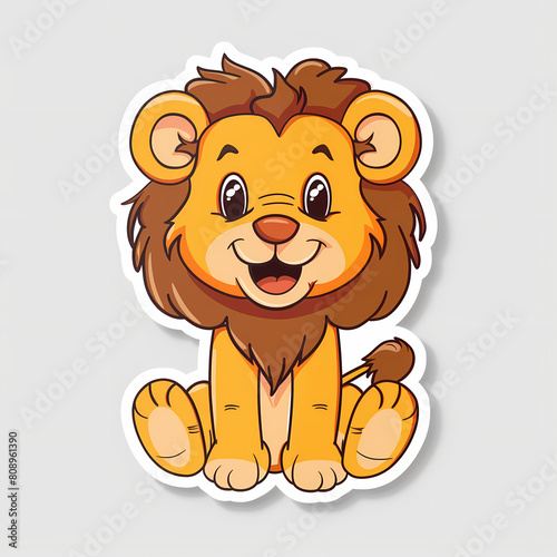 Cute lion cartoon on a White Canvas Sticker vector image