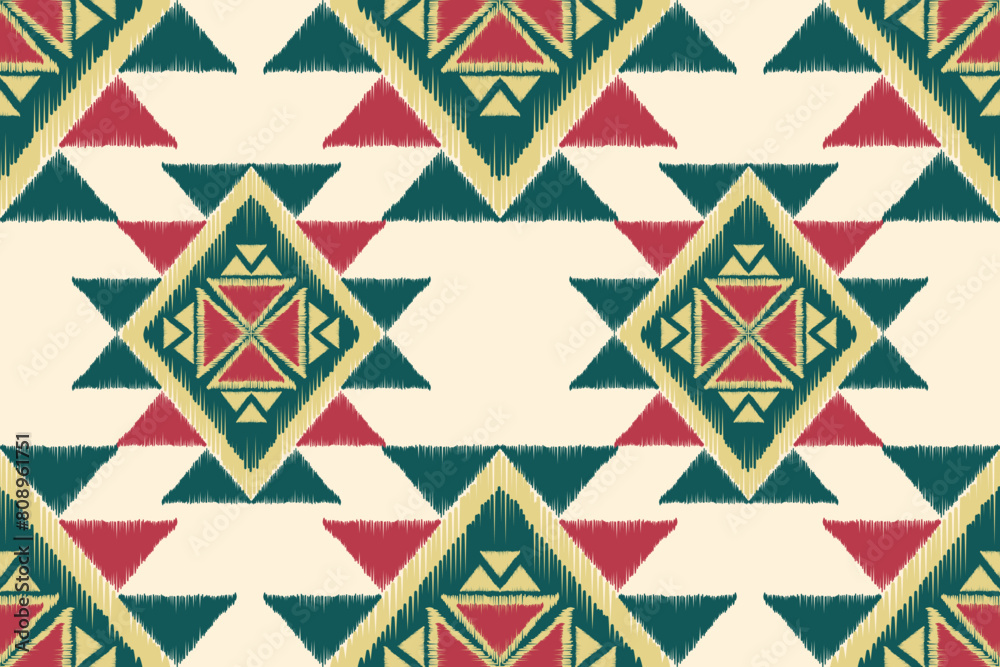 Modern Ikat geometric folklore ornament with diamonds. Tribal ethnic vector texture. seamless striped pattern in Aztec style. Folk embroidery. Indian. Scandinavian. Gypsy. African rug. Modern Ikat geometric folklore ornament with diamonds. Tribal ethnic vector texture. seamless striped pattern in Aztec style. Folk embroidery. Indian. Scandinavian. Gypsy. African rug.