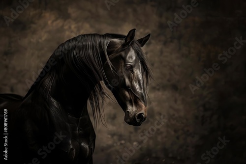 majestic stallion illuminated on dramatic ebony background equine fine art photography