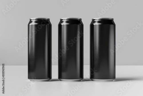 matte black aluminum energy drink can mockup 3d product rendering photo
