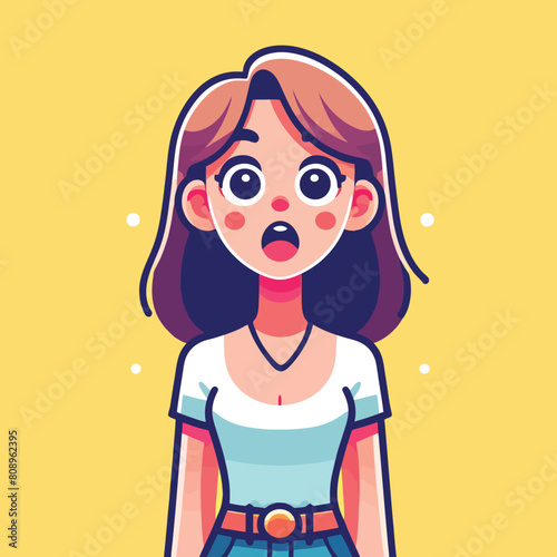 cartoon of a woman standing with a facial expression of awe