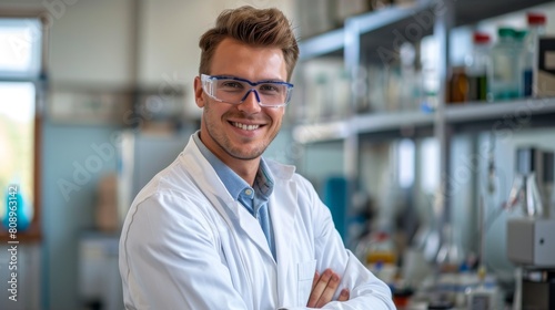 Smiling Scientist in Laboratory