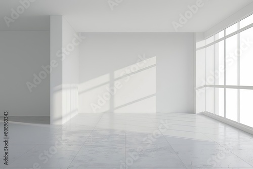 minimalist white room interior with blank wall clean and simple design concept