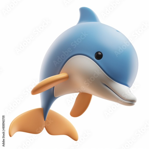 Cute Dolphin Cartoon Clay Illustration, 3D Icon, Isolated on white background © CG Design