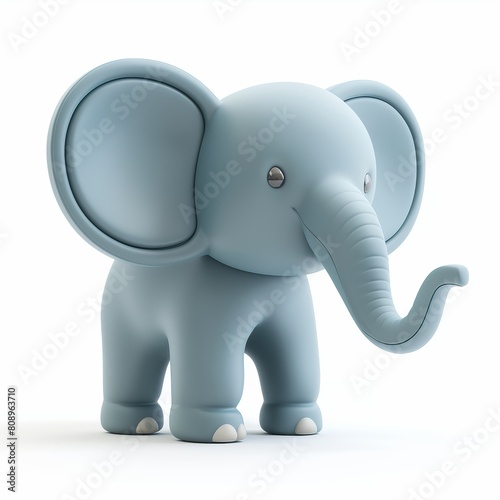 Cute Elephant Cartoon Clay Illustration  3D Icon  Isolated on white background