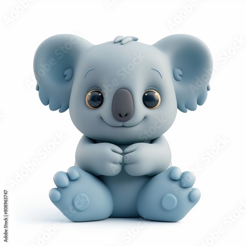 Cute Koala Bear Cartoon Clay Illustration  3D Icon  Isolated on white background