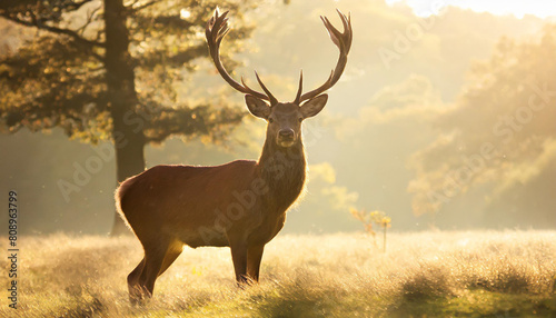 red deer in morning sun © netsay