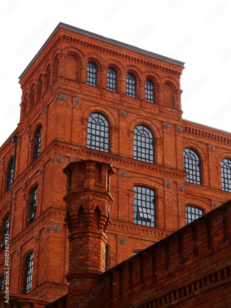 Old red brick industrial manufacturing factory