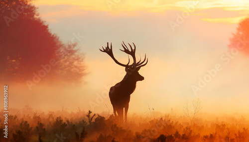 red deer in morning sun photo