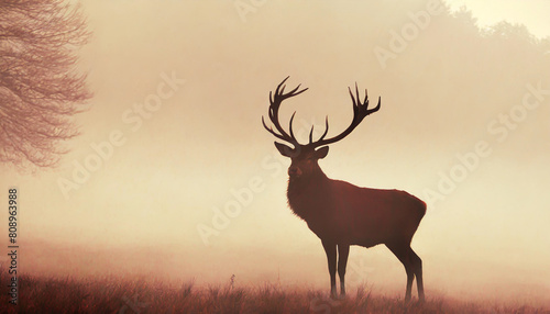 red deer in morning sun photo
