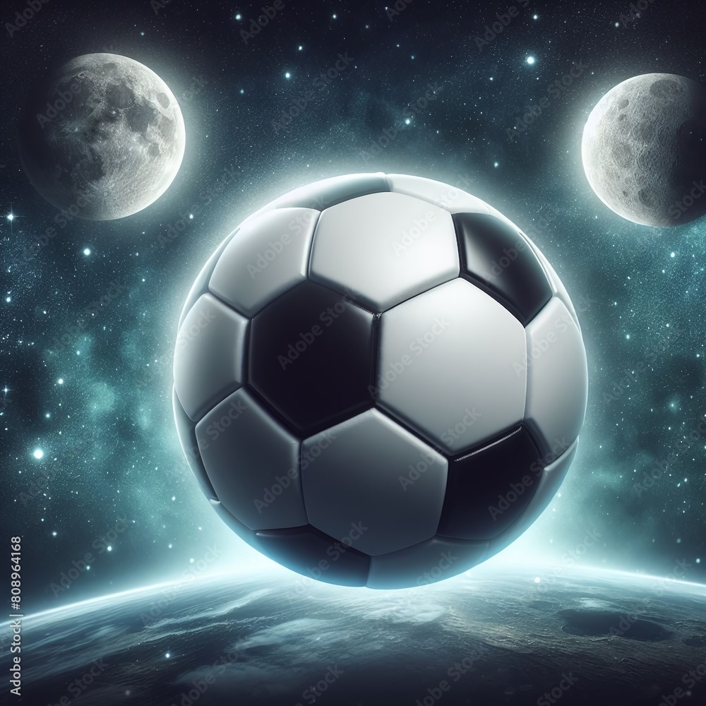 Fototapeta premium soccer ball in the shape of a planet with two stars