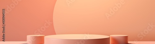3d rendering of a peach colored podium with peach background.