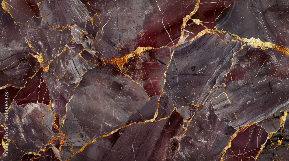 Rich burgundy  ash grey marble texture with golden veins for a sophisticated elegant stone look