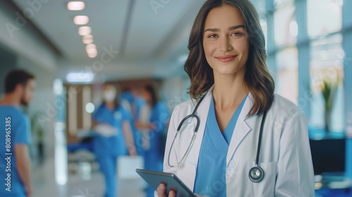 Confident Female Doctor with Tablet