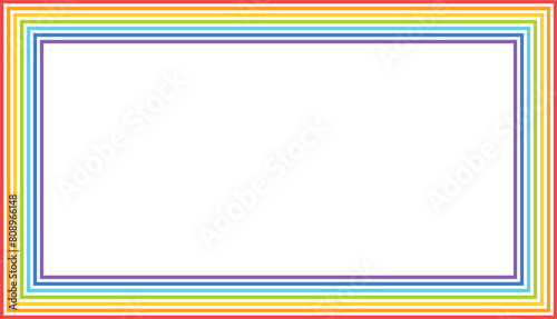Striped colorful frame in seven rainbow. Striped colorful rainbow border frame background design. Colorful paint splatter background