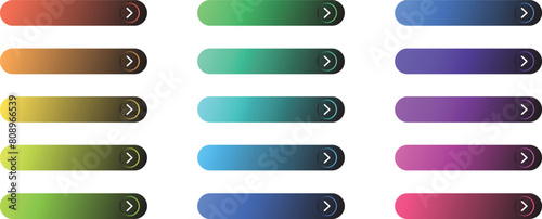 Web button with action of arrow pointer. Click here, UI button concept. Flat Web Buttons Set Vector Isolated Material Design. elements with navigation, buttons, Vector