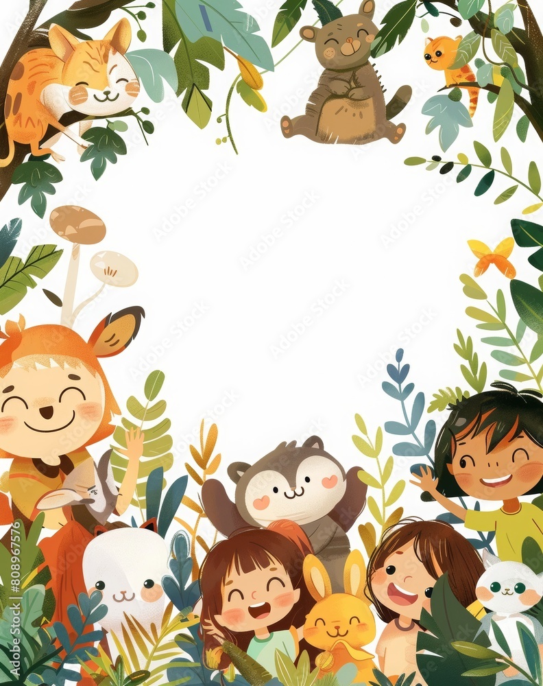Obraz premium Happy childrens day celebration, vector graphic, AI generated