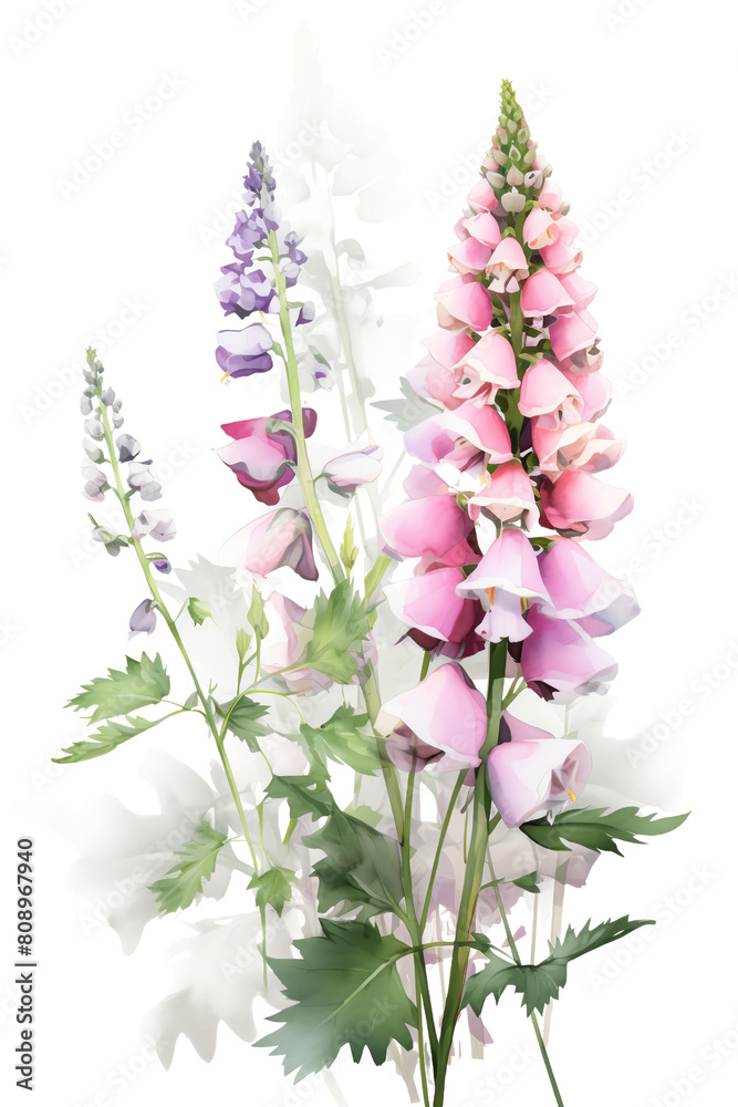 The image shows a bouquet of pink and white flowers