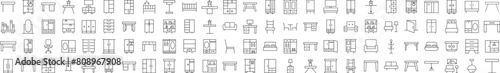 Furniture Modern Line Icons. Perfect for design, infographics, web sites, apps.