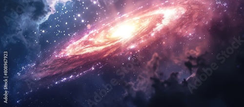 Vibrant Cosmic Energy Explosion in Swirling Galactic Nebula 3D Digital Render