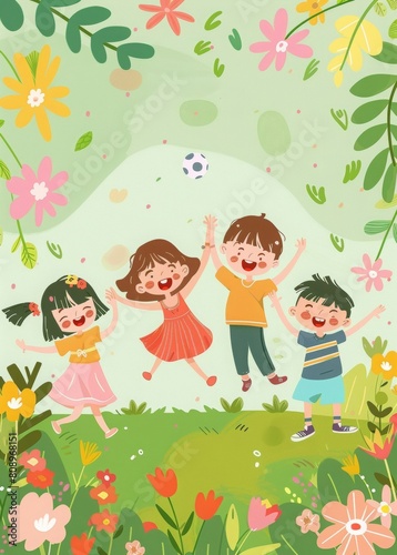 Happy childrens day celebration  vector graphic  AI generated