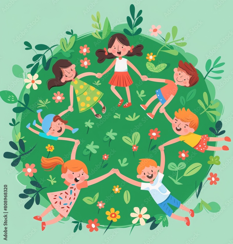 Obraz premium Happy childrens day celebration, vector graphic, AI generated