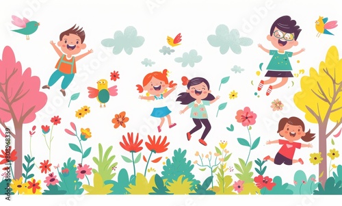 Happy childrens day celebration, vector graphic, AI generated