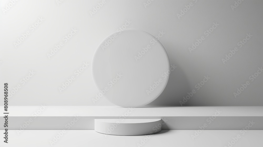 Abstract minimal scene with round podium on white background. 3d render Abstract minimal scene with round podium on white background. 3d render