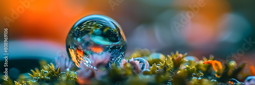 a macro photography of a tiny world inside a waterdrop photo