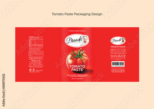 Tomato paste Packaging Label Collection - Editable EPS
