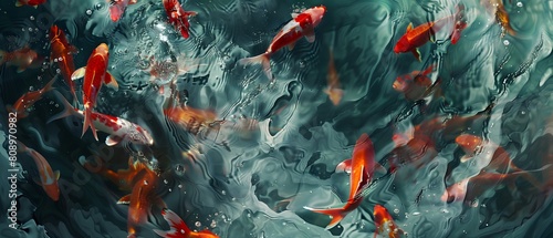 A group of fish swimming in a pond