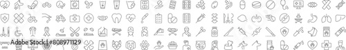 Veterinarian, Doctor, Healthcare Line Icon Set. Outline Illustrations for web sites, apps, design, banners and other purposes