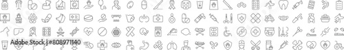 Veterinarian, Doctor, Healthcare Outline Linear Icons of Thin Line. Illustrations for web sites, apps, design, banners and other purposes