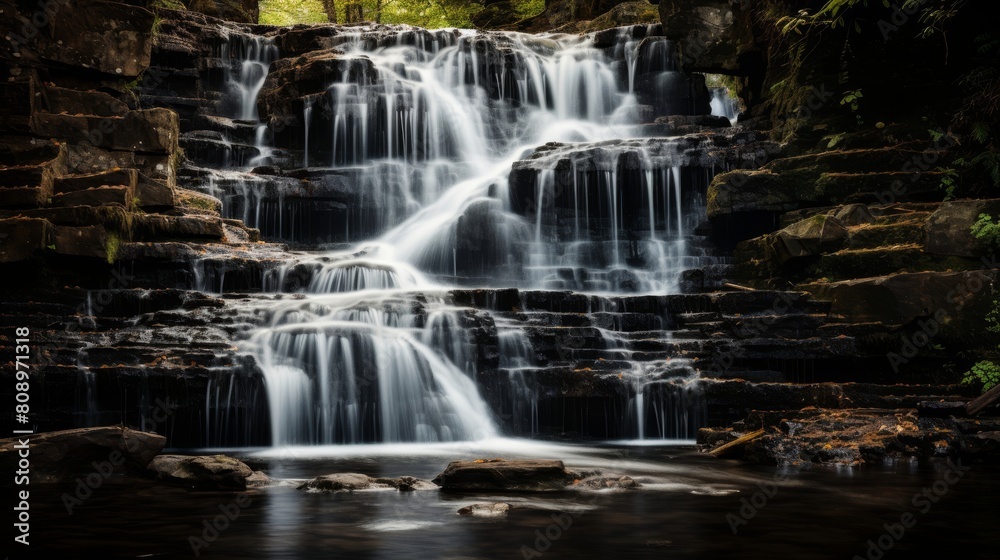 Flowing ethics: principles cascade symbolizing continuous thought Flowing ethics: principles cascade symbolizing continuous thought
