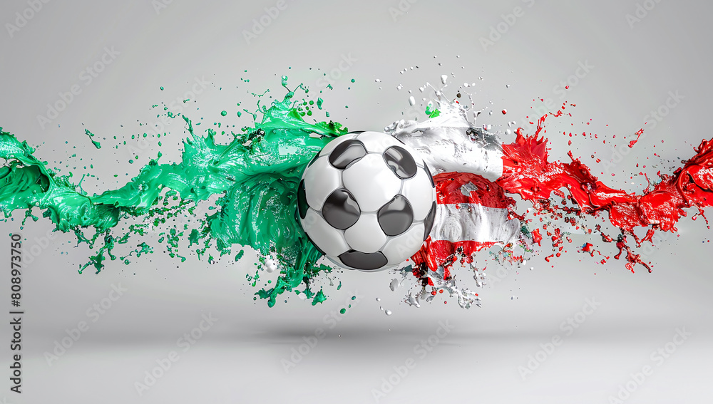 Fototapeta premium EM 2024 Football Soccer Fever abstract Artistic Explosion with ball the Countries meet Wallpaper Poster Brainstorming Map Magazine Background Cover