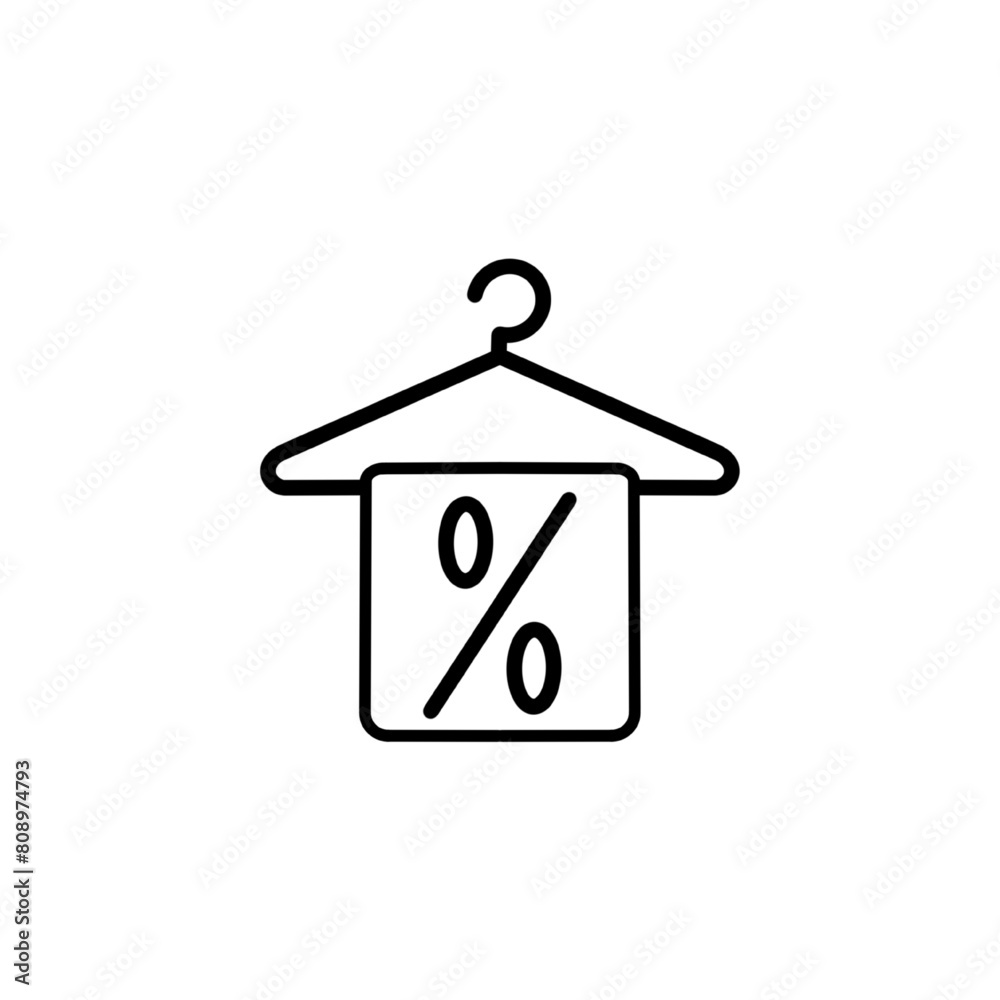 discount hanger icon, clothes shopping discount illustration, flat icon isolated on white