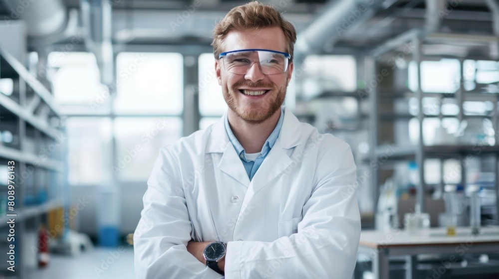 Smiling Scientist in Laboratory Setting Smiling Scientist in Laboratory Setting