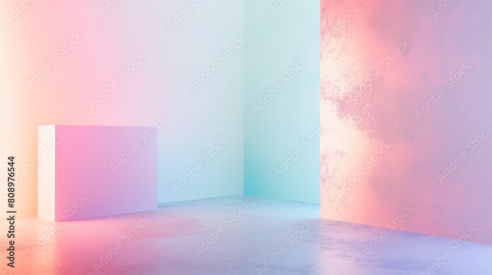 Abstract Gradient Light Panels in an Empty Room. Minimal natural background for product presentation. Empty copy space. Generative AI Abstract Gradient Light Panels in an Empty Room. Minimal natural background for product presentation. Empty copy space. Generative AI