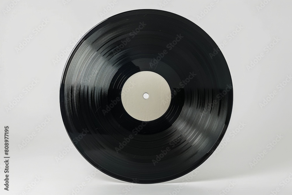 Obraz premium 12-inch vinyl LP record in cardboard cover on white background, Generative AI. Beautiful simple AI generated image in 4K, unique.