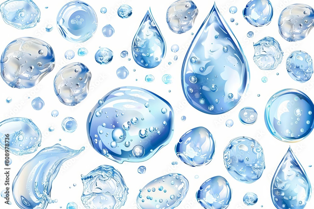 realistic pure water drops on transparent background fresh liquid ...