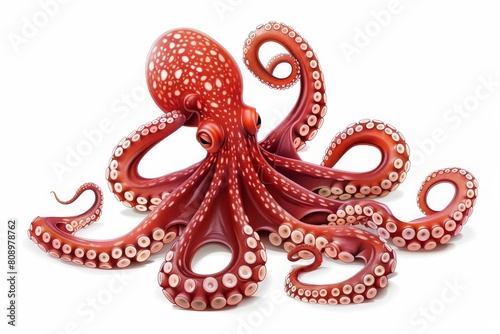 realistic red octopus isolated on white background detailed vector illustration of cephalopod mollusk photo