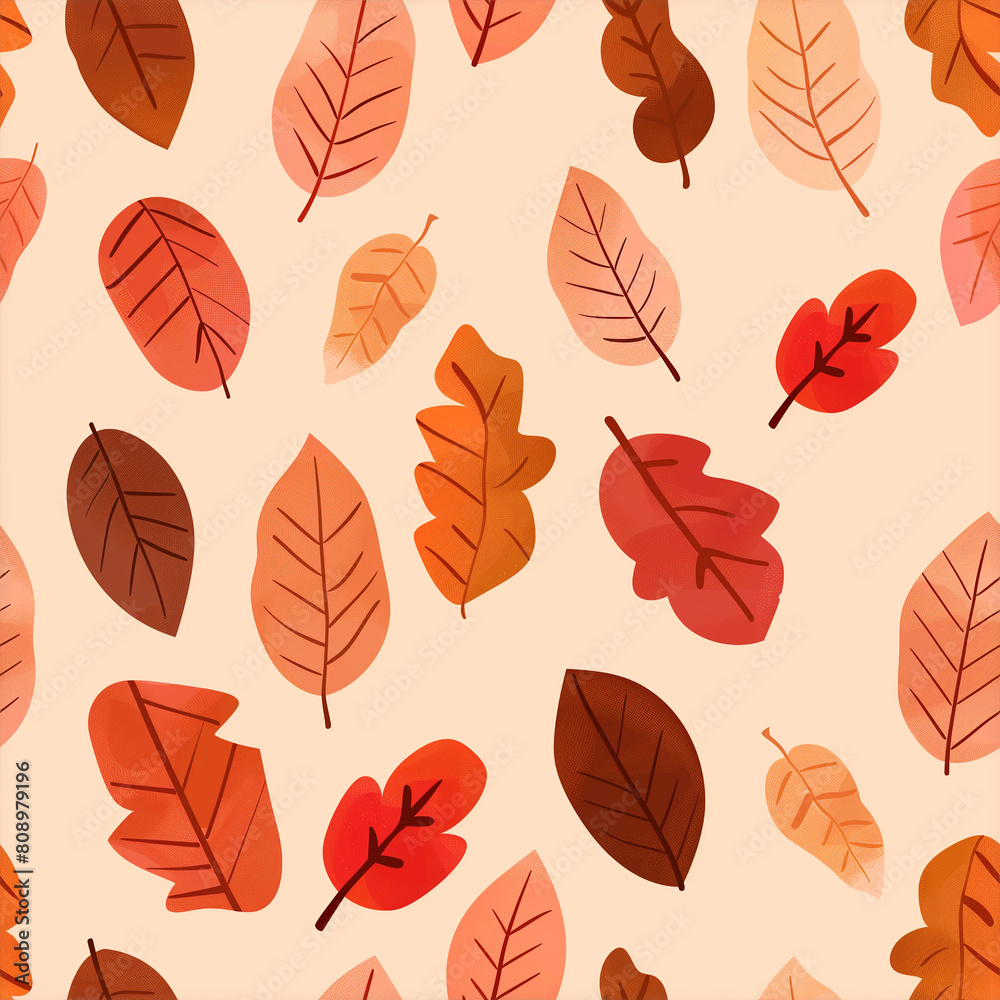 A seamless pattern of autumn leaves: A harmonious blend of nature's artistry.