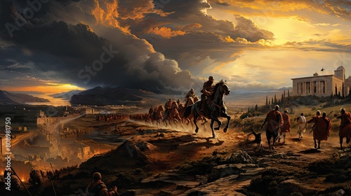 Dramatic Sky Over Ancient Carthage: Hannibal's Army Marches Through Historic Landscapes
