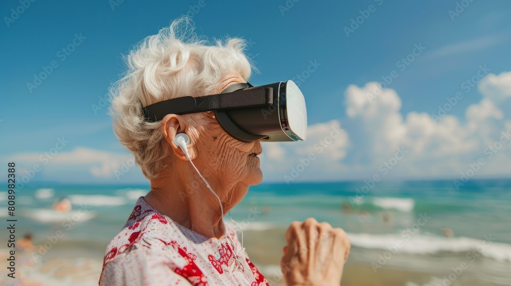 The curiosity of an elderly individual exploring virtual reality travel experiences to visit destinations they've always dreamed of.