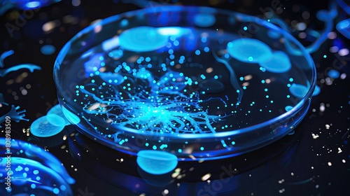 Bioluminescent bacteria communicating through light signals in a hightech petri dish