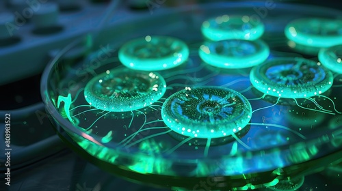 Bioluminescent bacteria communicating through light signals in a hightech petri dish