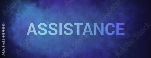 Assistance isolated on fabric blue banner background abstract
