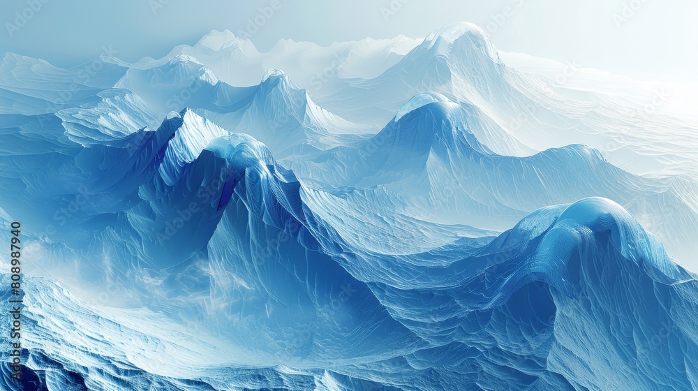 Nature Gradients Glacier: A 3D illustration showing gradients in a glacier landscape, with ice